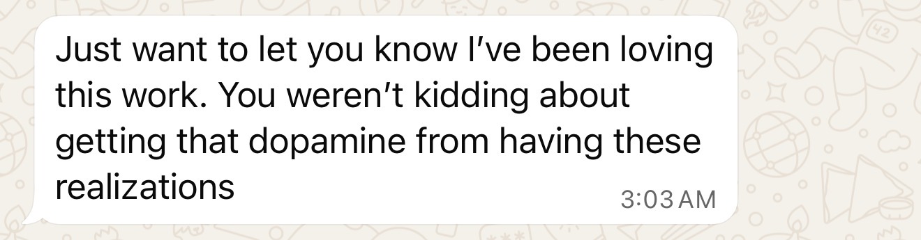 Client message about their results in the program