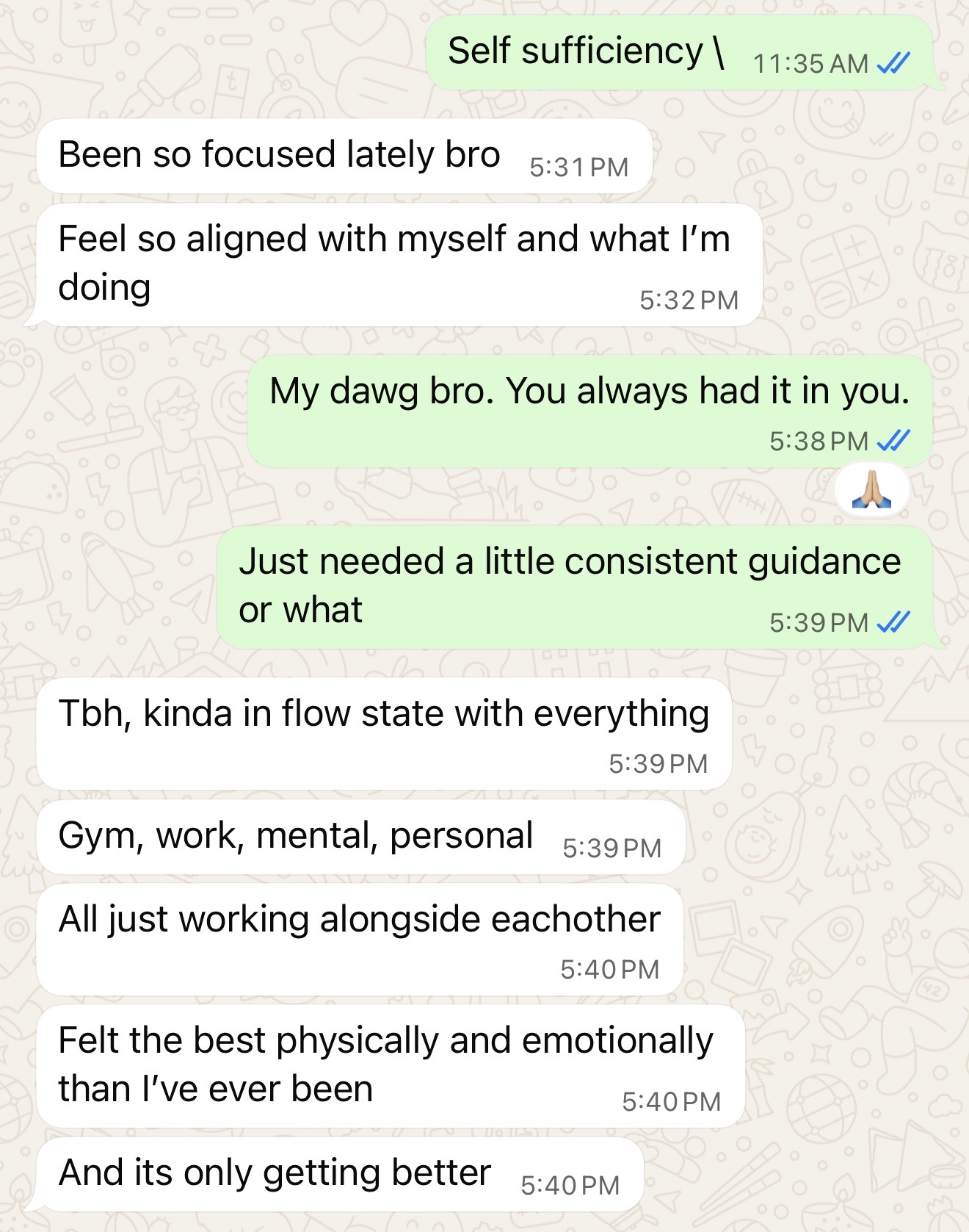 Client message about their results in the program
