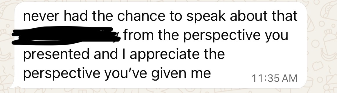Client message about their results in the program