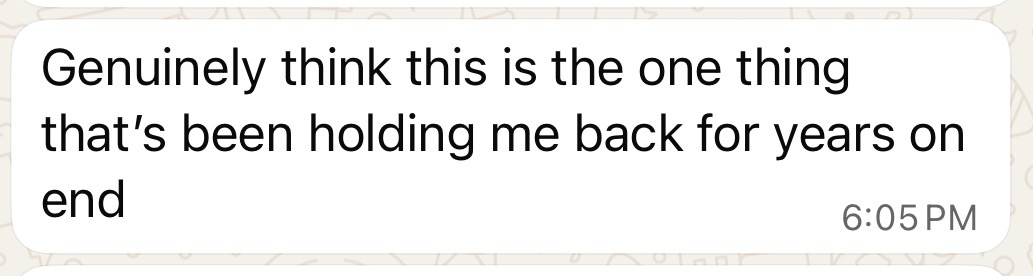 Client message about their results in the program