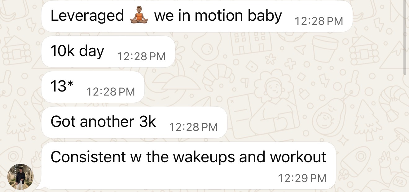 Client message about their results in the program