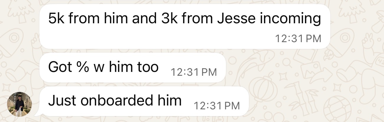 Client message about their results in the program