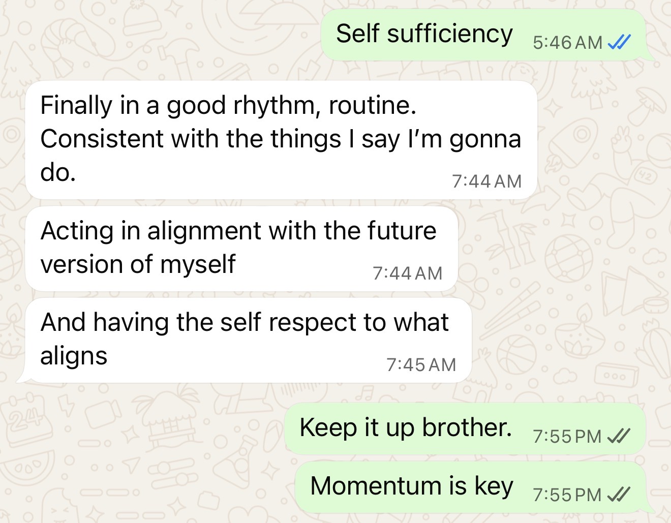 Client message about their results in the program