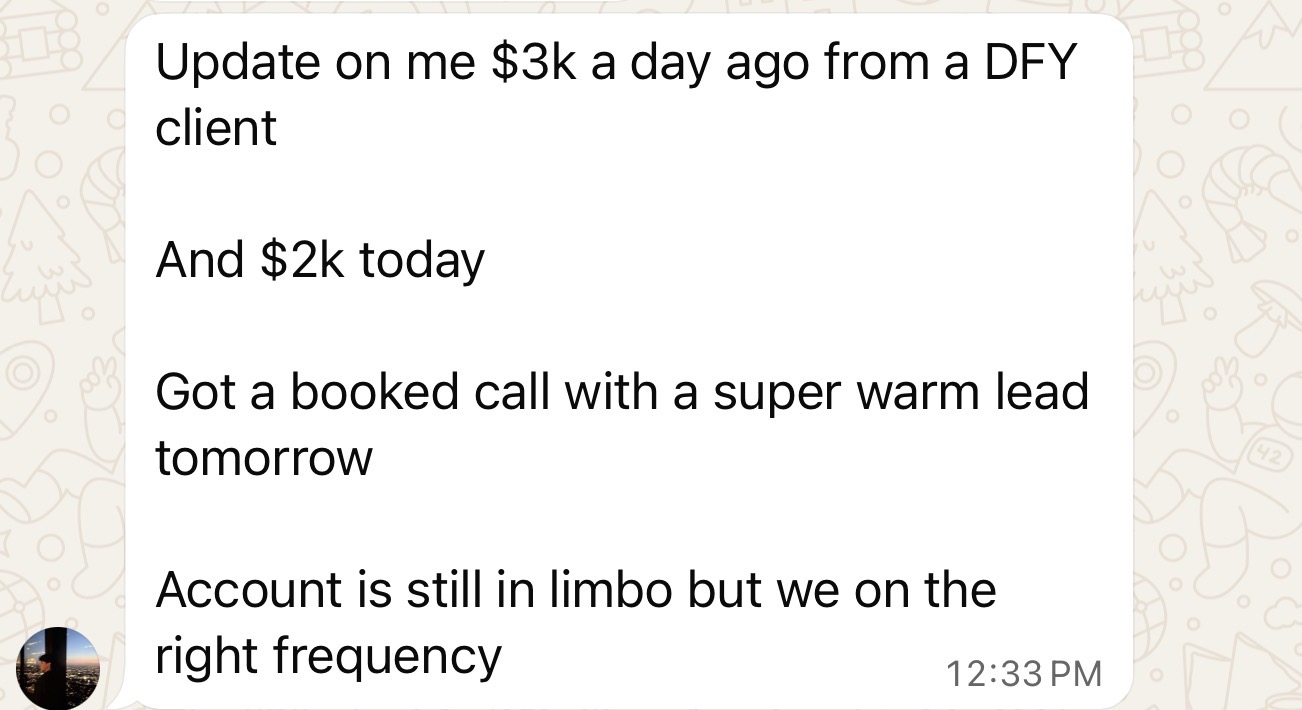 Client message about their results in the program